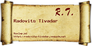 Radovits Tivadar névjegykártya